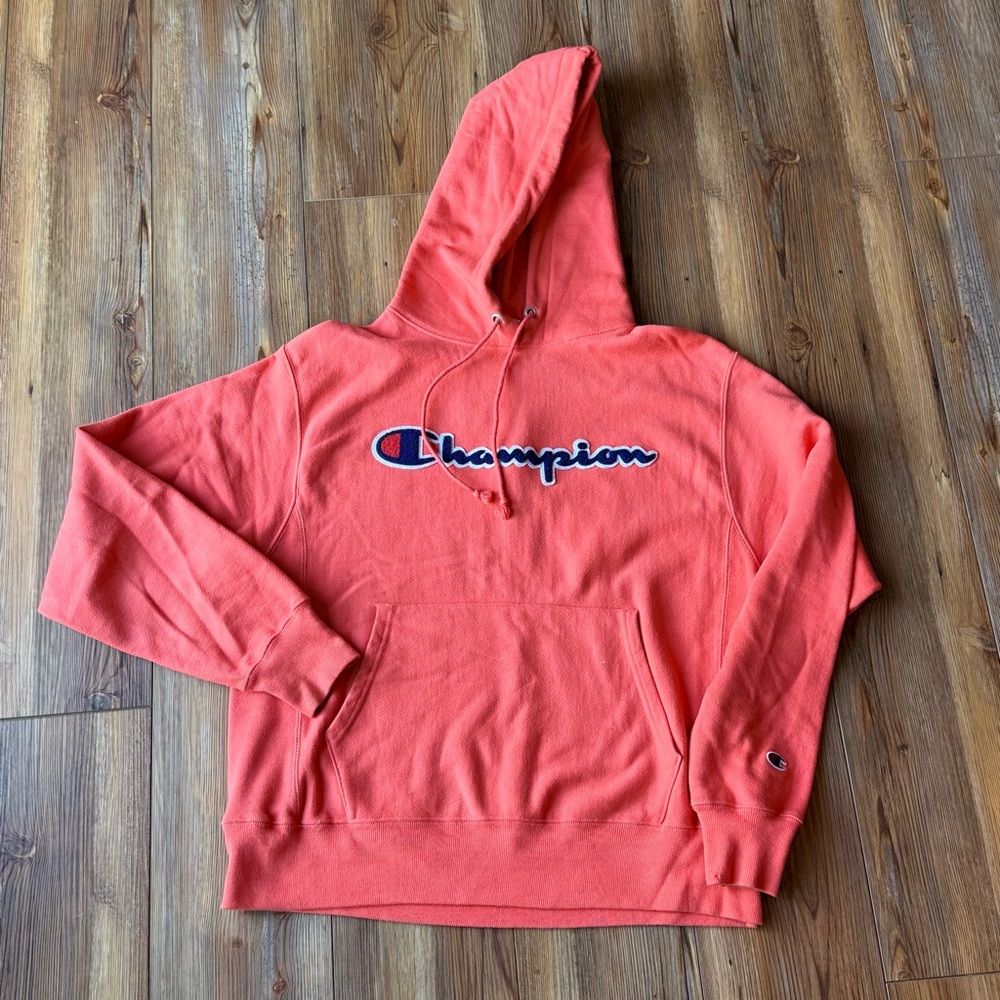 Champion Coral Hoodie with Embroidered Logo